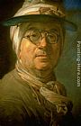 Jean Baptiste Simeon Chardin Canvas Paintings - Self Portrait with an Eye-shade